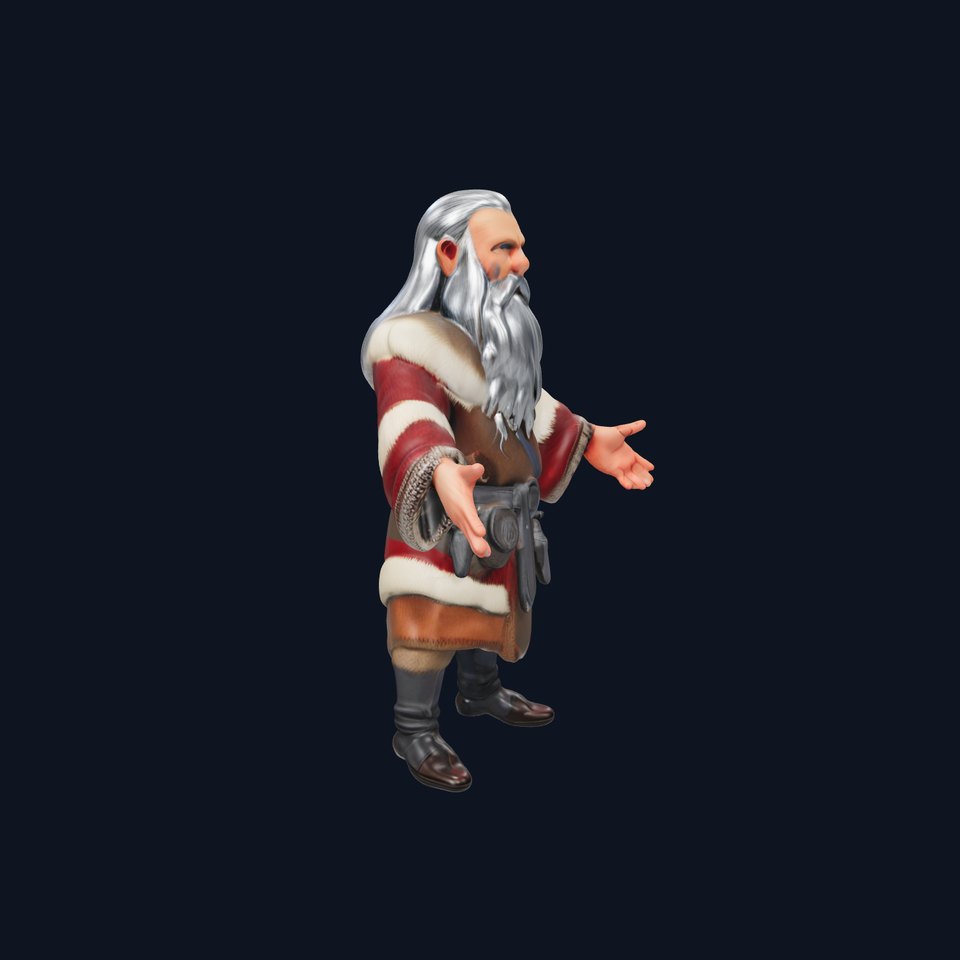 Ancient Elder Wise Wizard Rigged and Animated D Character Model